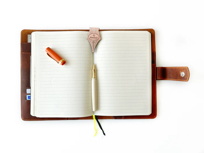 Eng Leather Co. A5 leather notebook folio in dark Toscano brown with smooth leather finish and stitched details.
