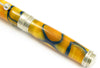 Jean-Pierre Lepine Indigo Classic Murano fountain pen with yellow body and blue filet, showcasing elegant design and craftsmanship.