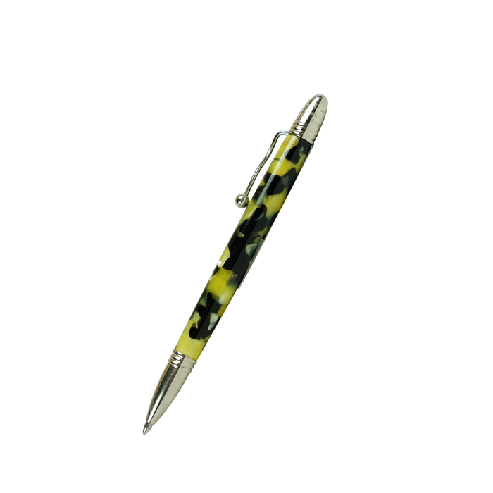 Jean-Pierre Lepine Indigo Classic Murano ballpoint pen with yellow and black design, featuring a sleek, elegant style.