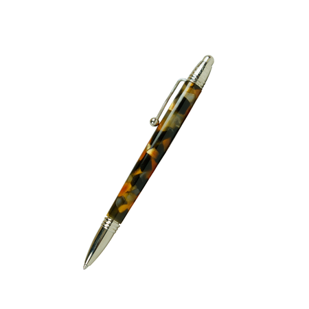 Jean-Pierre Lepine Indigo Classic Murano ballpoint pen with tortoise-patterned body and gold accents, stylish and elegant writing instrument