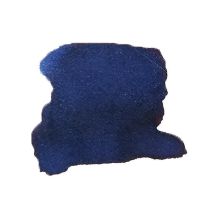 Anderillium Indigo Bunting Blue fountain pen ink bottle with a clear label, showcasing vibrant blue ink for writing and drawing.