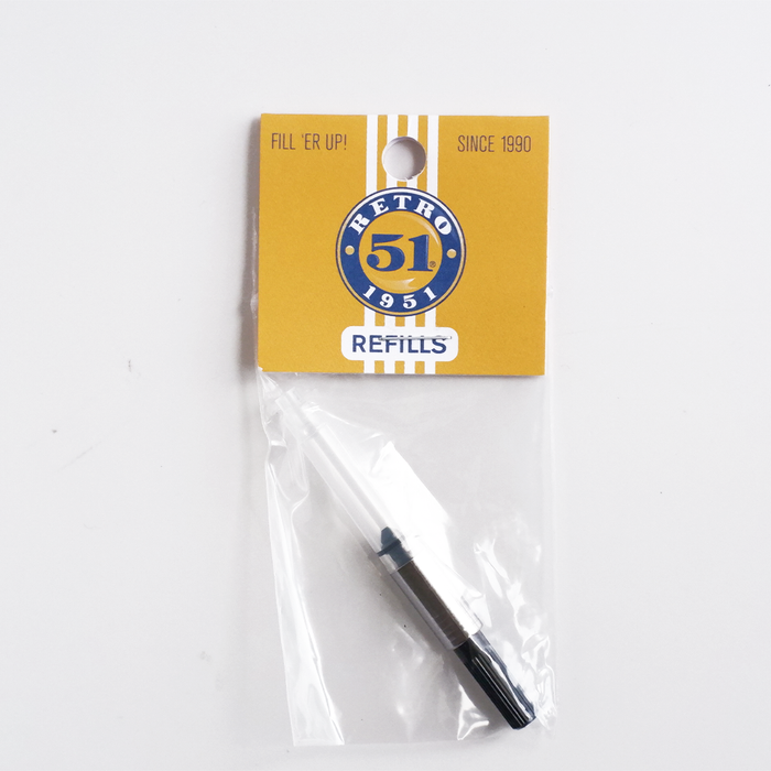 Retro 51 International converter for fountain pens, shown with refill and compatible with Retro 51 pens for smooth ink flow.