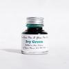 Papier Plume fountain pen ink bottle with Ivy Green colored ink, featuring a glass bottle and label.