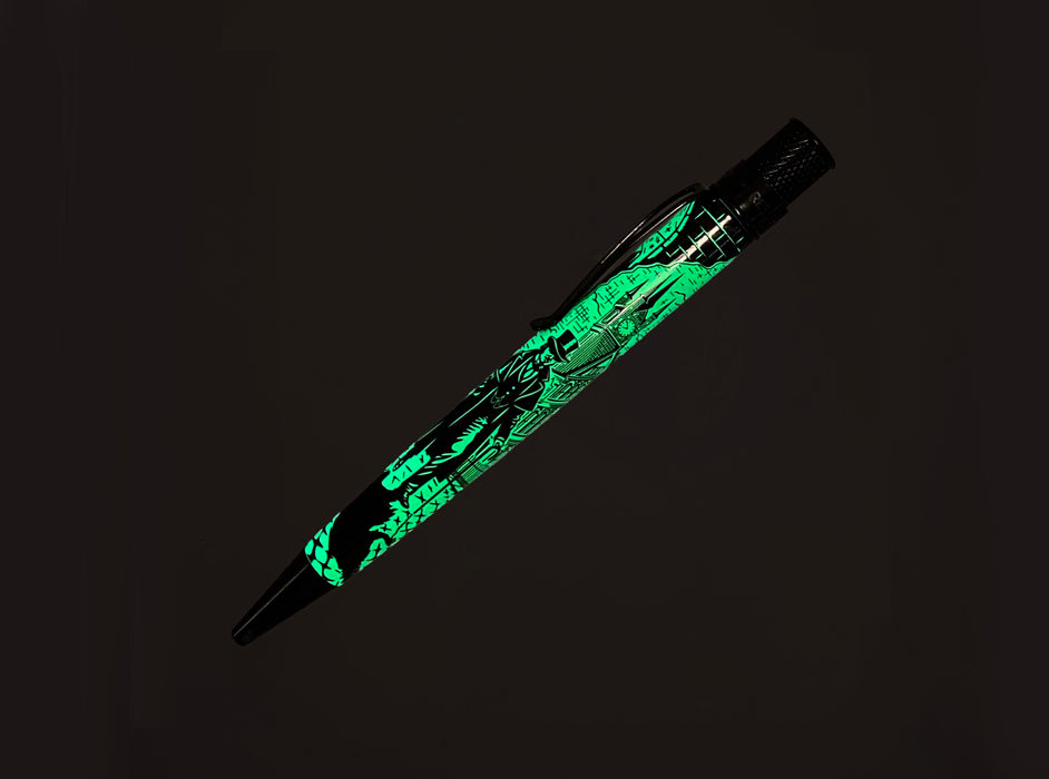 Retro 51 Tornado Popper rollerball pen featuring Dr. Jekyll and Mr. Hyde design with detailed artwork.