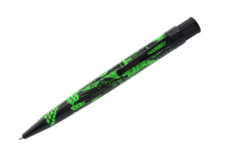 Retro 51 Tornado Popper rollerball pen featuring Dr. Jekyll and Mr. Hyde design with intricate detailing and vibrant colors.