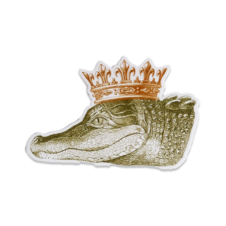 Alexa Pulitzer King Gator sticker featuring a colorful cartoon alligator design on a clear backing.