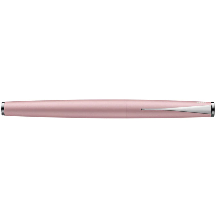 Lamy Studio fountain pen with rose matte finish, featuring a sleek design and gold accents, suitable for writing and calligraphy.