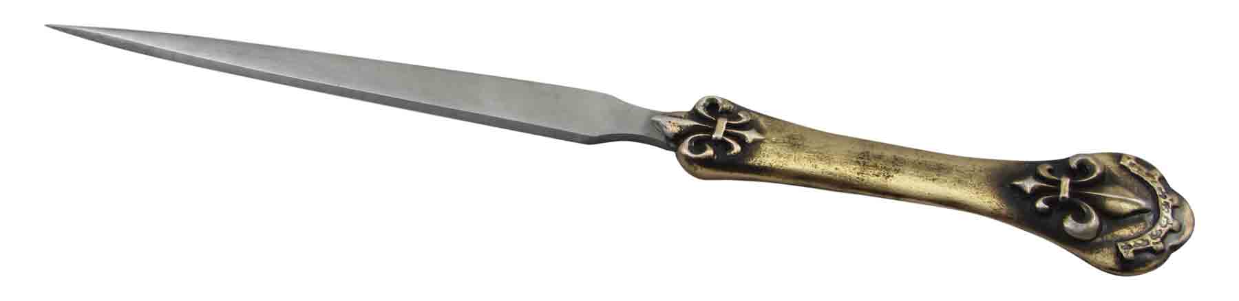 Le Potier D'etain bronze letter opener with elegant design and pointed tip, ideal for opening envelopes comfortably.