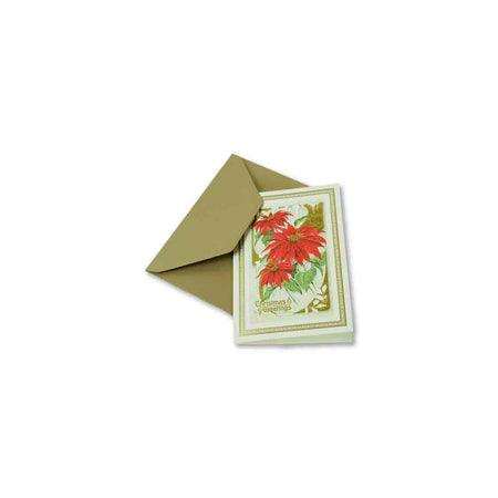 Small Rossi Christmas card featuring a poinsettia design, perfect for holiday greetings and festive messages.