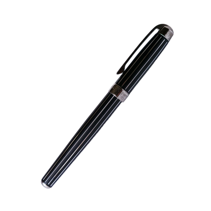 Laban Antique II fountain pen in black and grey with sleek design and polished finish, ideal for writing and collection.