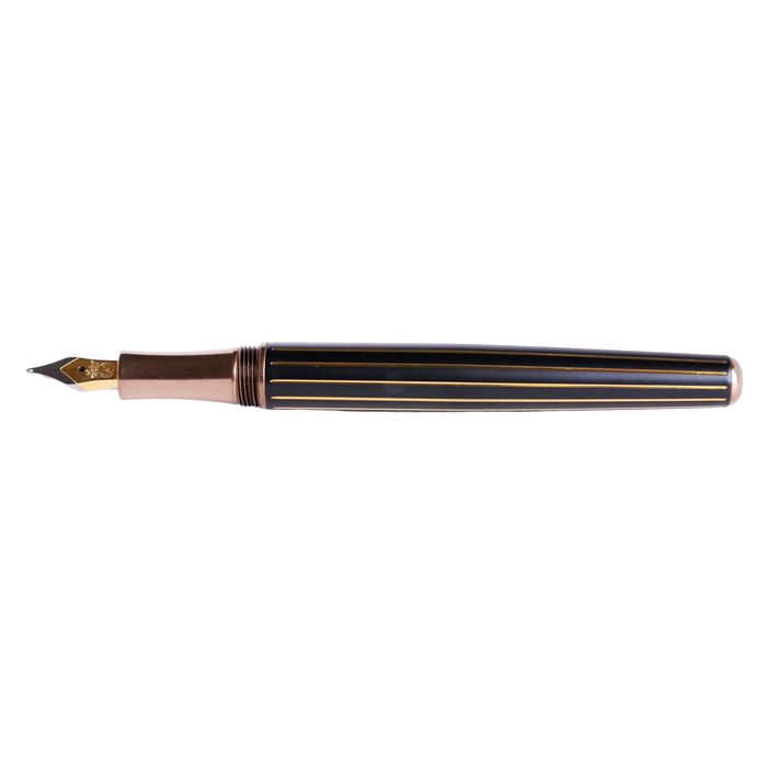 Laban Antique II fountain pen with black and gold design, featuring a sleek, elegant body and gold accents.