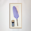 Bortoletti glass feather dipping pen set with lilac-colored pens for calligraphy and artistic writing.