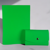 Lime green Papier Plume Swatch Book set with color samples arranged in a compact, portable design for easy color matching.
