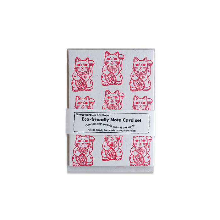 Giftsland Lucky Cat note cards featuring colorful illustrations of a beckoning cat for good luck and positive wishes.