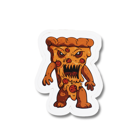 Manhattan Man-Eating Pizza sticker by Papier Plume, featuring a colorful cartoon pizza slice with a humorous design.