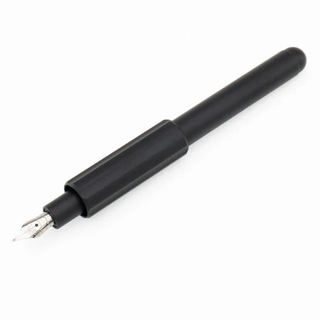 Monteverde Axis fountain pen in black with sleek design and metal accents, showcasing its elegant writing instrument features.