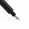 Monteverde Axis fountain pen with black body and silver accents, featuring a metal nib and sleek design.