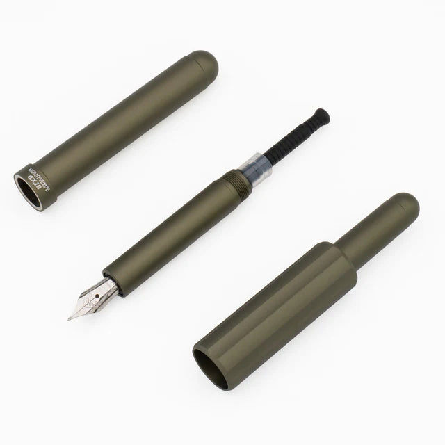 Monteverde Axis fountain pen with a sleek design and refill in a clear image, showcasing the elegant writing instrument.