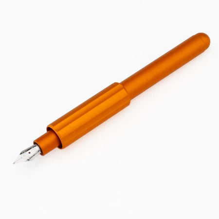 Monteverde Axis fountain pen with a sleek black barrel and gold accents, displayed on a white background.