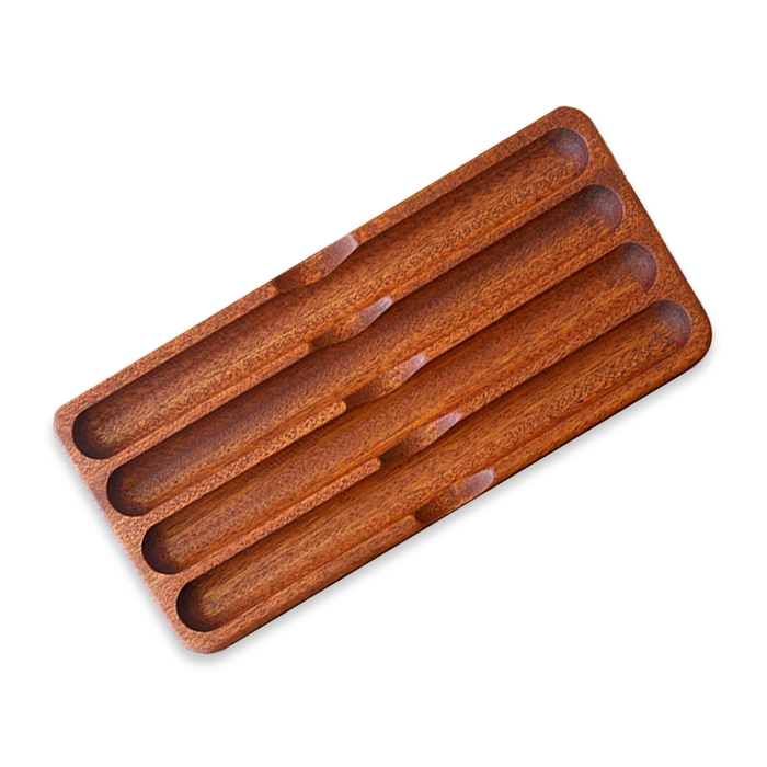 Eng Leather Co. mahogany wooden pen box with compartments for pens and stationery, stylish desktop organizer.