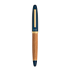Esterbrook X Crane Mariner fountain pen with closed navy blue resin body and gold accents, elegant writing instrument.