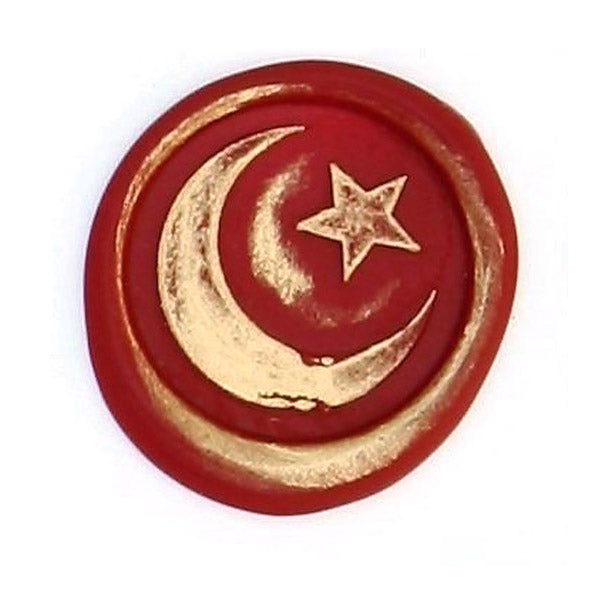 Bortoletti wax seal featuring a moon and star design, crafted for sealing letters or decorative purposes.