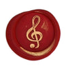 Bortoletti wax seal featuring a music note symbol, crafted from wax with intricate design, ideal for sealing letters and invitations.