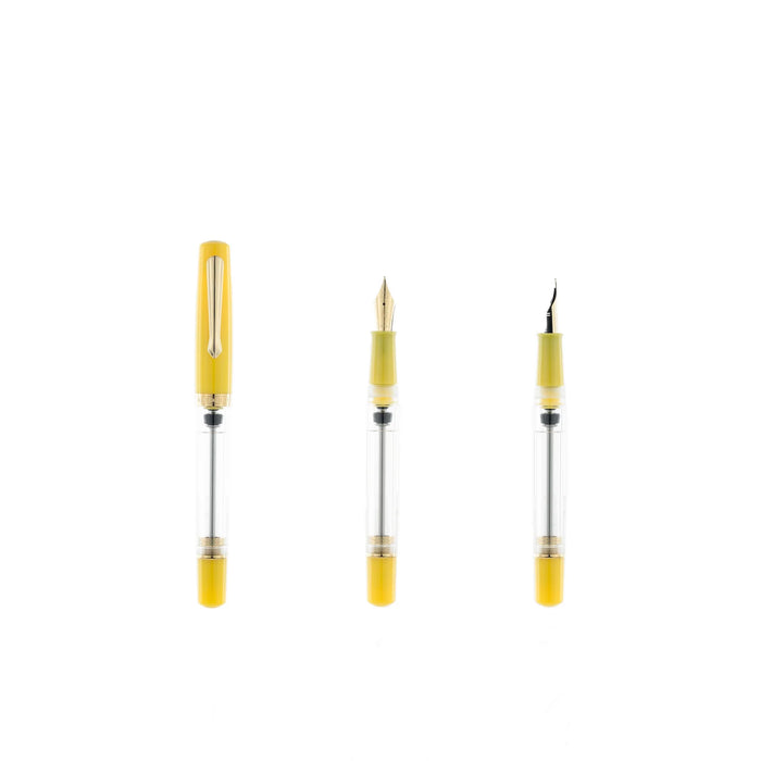 Nahvalur Original PLUS fountain pen with a citrine-colored barrel and gold accents, showcasing a sleek and elegant design.