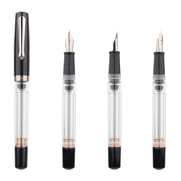 Nahvalur Original PLUS Lovina graphite and Matira quartz fountain pen with sleek design and fine nib for smooth writing.