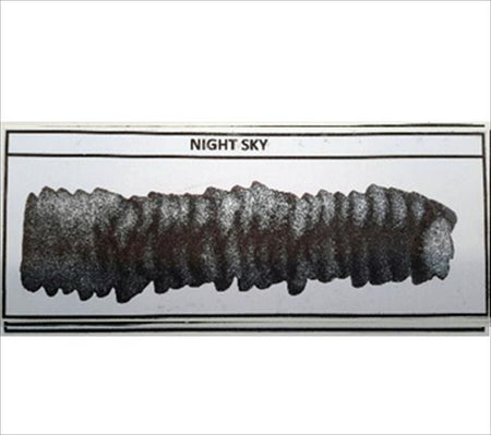 Diamine Shimmertastic Night Sky fountain pen ink with shimmering dark blue and star-like accents.