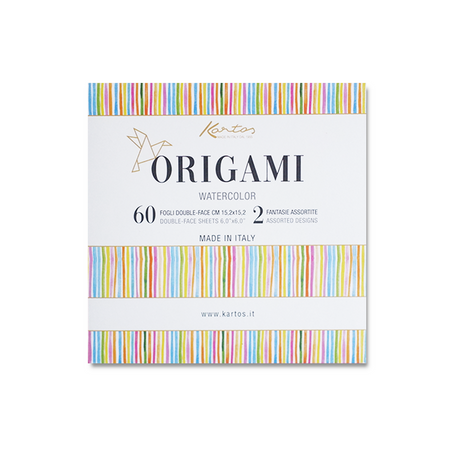 Kartos origami paper with watercolor design, featuring vibrant, artistic watercolor patterns on high-quality folding paper.