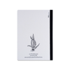Rossi ostrich leather journal with textured cover, open to show lined pages, stylish and durable writing notebook.
