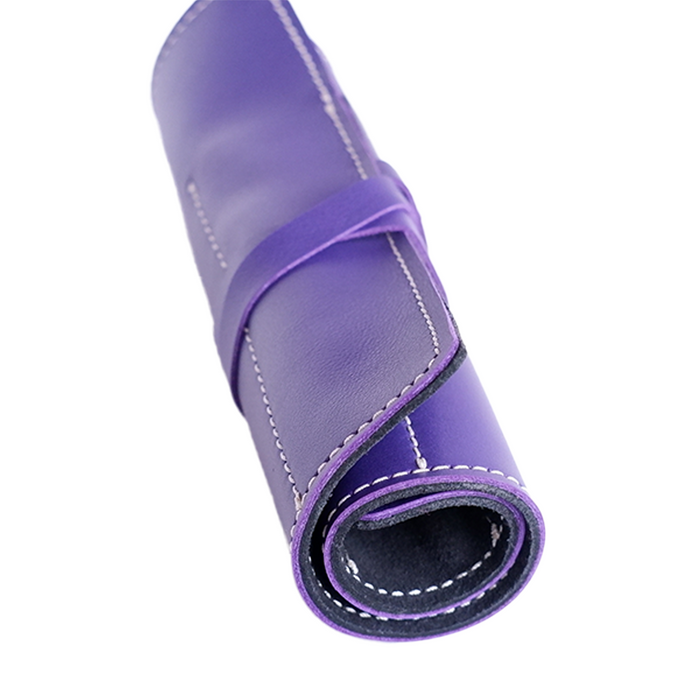 San Lorenzo royal purple leather pen case with a sleek, compact design for storing and protecting writing pens.