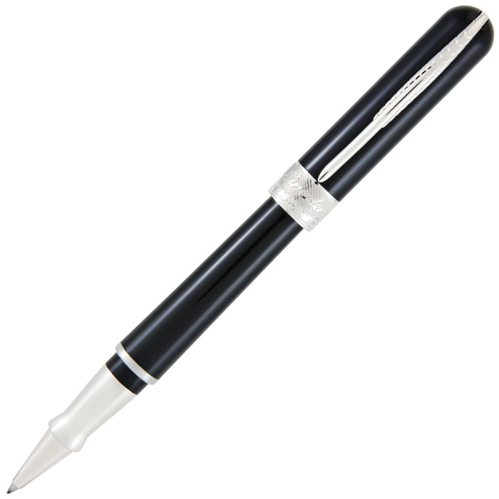 Pineider Avatar UR rollerball pen in sleek graphene black finish, featuring a smooth writing tip and elegant design.