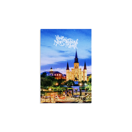 Papier Plume Jackson Square memo pad journal with New Orleans-themed cover featuring vibrant cityscape design.