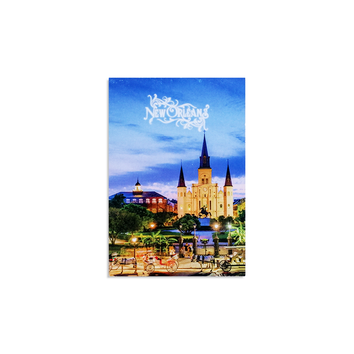 Papier Plume Jackson Square memo pad journal with New Orleans-themed cover featuring vibrant cityscape design.