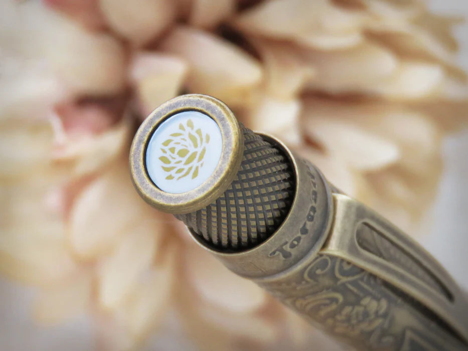 Retro 51 Tornado Rescue rollerball pen featuring Pride and Prejudice design with elegant vintage-inspired details.
