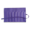 San Lorenzo leather pen case in royal purple with a sleek, compact design for storing pens and writing instruments.