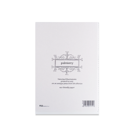 Rossi palmistry journal with soft cover, stitched binding, A5 size, featuring a detailed palmistry design on the cover.