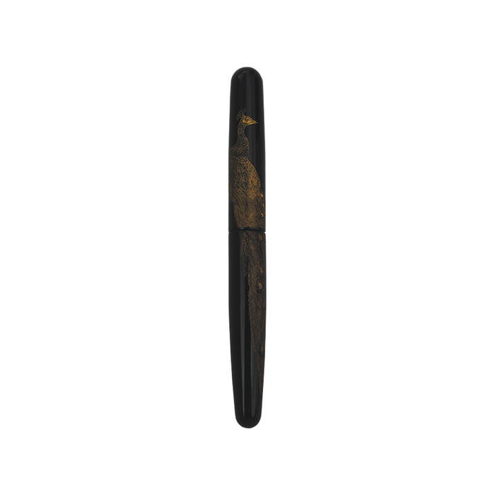 Cathay Chinkin Peacock Fountain Pen with intricate peacock design and elegant gold accents, showcasing fine craftsmanship and luxury.