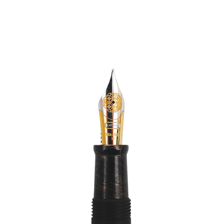 Cathay Fountain Pen with peacock chinkin design, featuring intricate feather details on a stylish writing instrument.