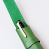 Green leather pen case by Eng Leather Co. with a single slot, designed to hold a single pen securely and stylishly.