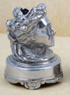 Le Potier D'etain pewter head pen rest, decorative desk accessory for holding pens and stationery.