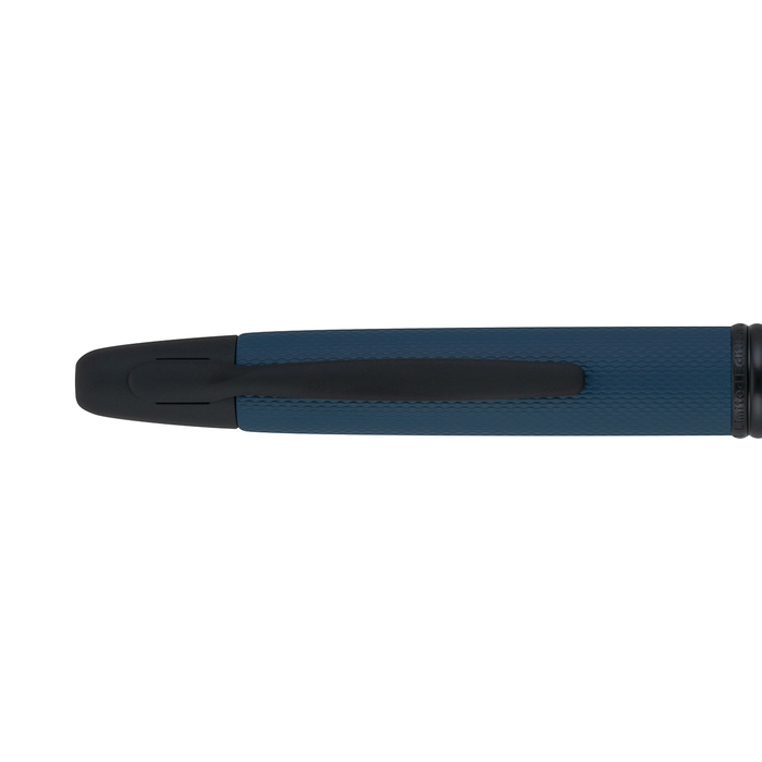 Pilot Vanishing Point Link Midnight fountain pen with sleek midnight blue body and gold accents, displayed on a white background.