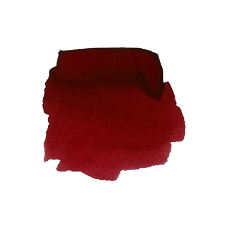 Anderillium Piranha Red fountain pen ink bottle with vibrant red ink visible inside.