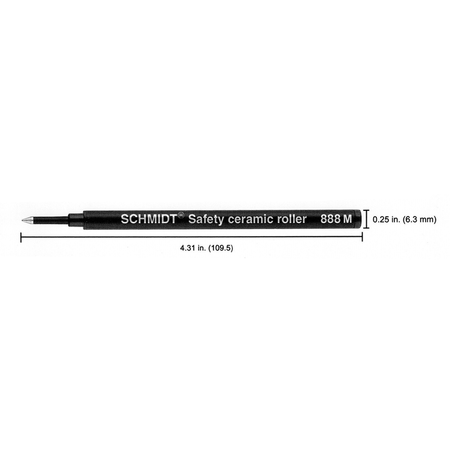 Schmidt standard rollerball refill with plastic capsule, designed for smooth ink flow and easy replacement in rollerball pens.