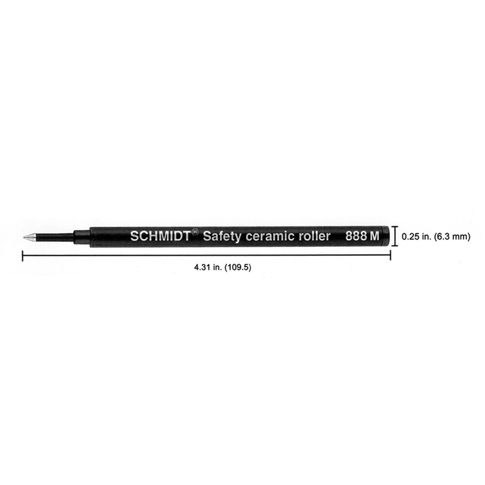 Schmidt standard rollerball refill with plastic capsule, designed for smooth ink flow and easy replacement in rollerball pens.