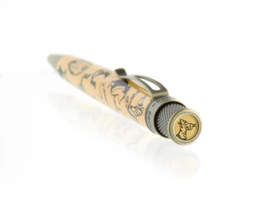 Retro 51 rollerball pen featuring A.A. Milne's The House at Pooh Corner with E.H. Shepard illustration on a decorative body.