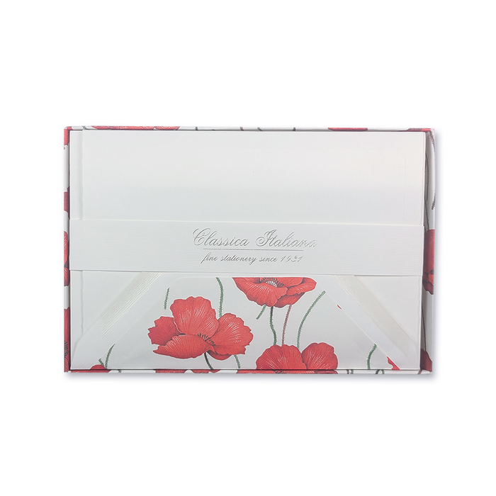 Rossi lined envelopes featuring vibrant poppy flower designs, ideal for elegant correspondence and mailing.