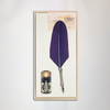 Bortoletti glass feather dipping pen set with purple handles, ideal for calligraphy and artistic writing, featuring elegant design and craftsmanship.